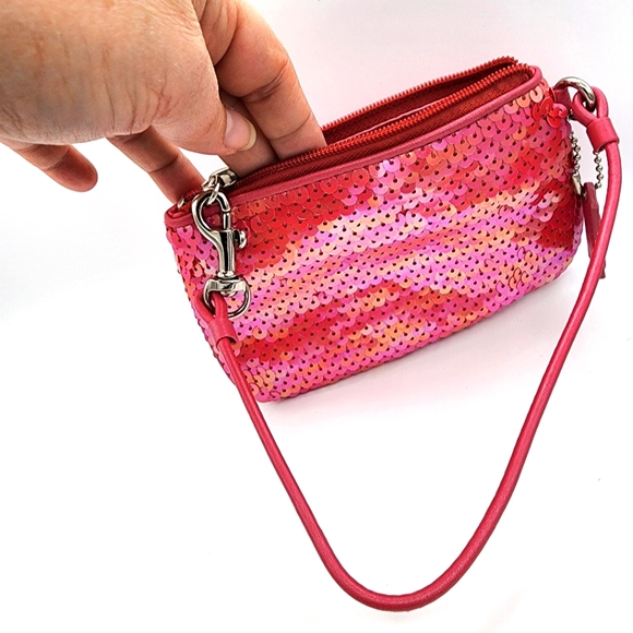 Coach pretty pink sequin wristlet like new! - Picture 2 of 9